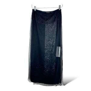 Donna Karan Tulle Chiffon Layered Maxi‎ Skirt w/Beads and Sequins Evening Sz 6